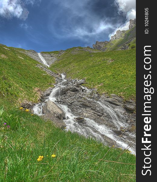 This is a mountain stream in switzerland. This is a mountain stream in switzerland