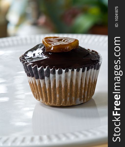 Chocolate covered banana cupcake