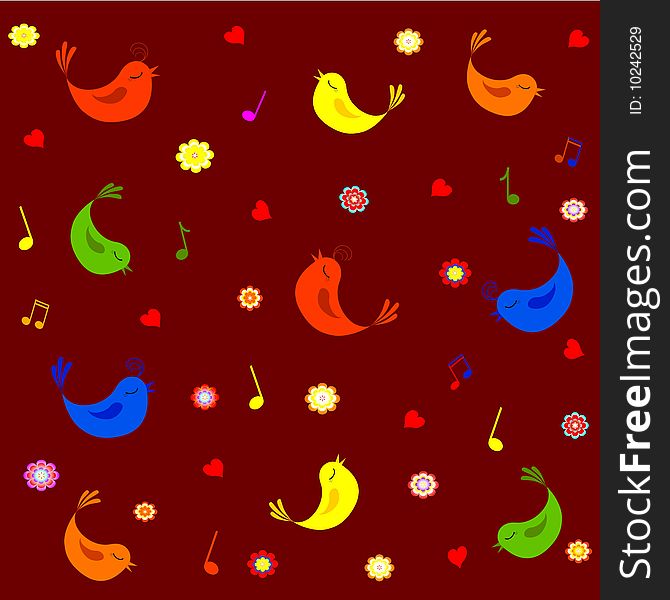 Vector Illustration Of Pattern With Cute Flowers,