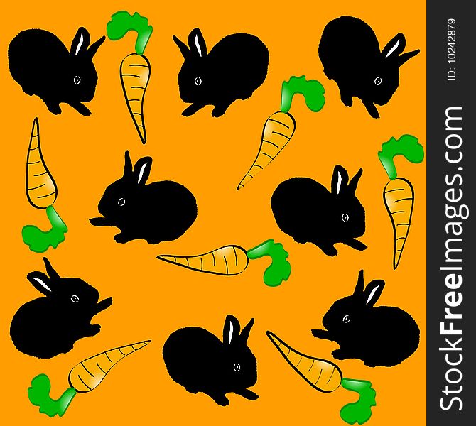 Pattern With Rabbits. Vector Illustration