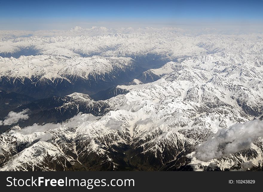 An aerial photography of snow mountain and