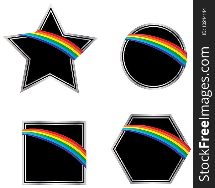 Rainbows on black and silver web elements or icons. Rainbows on black and silver web elements or icons.