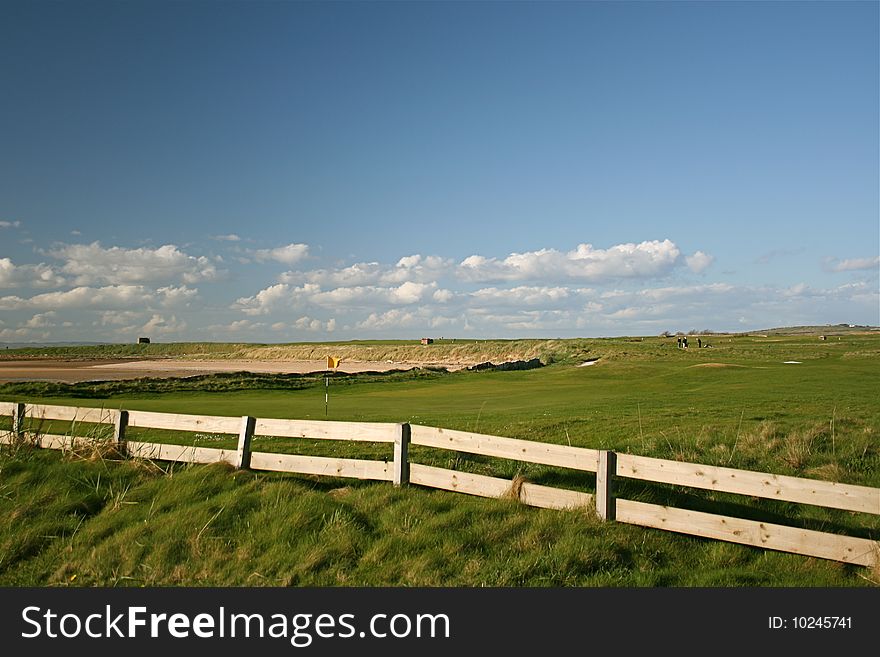 An old links golf course on the sea in Scotland. An old links golf course on the sea in Scotland