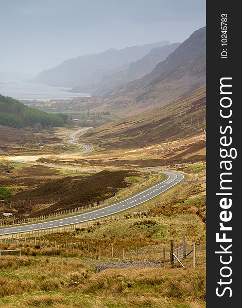 Scottish landscape - road through valley