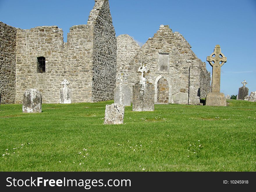 The ruins of Clonmacnoise, in Ireland. The ruins of Clonmacnoise, in Ireland