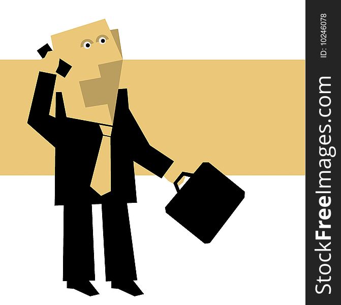 The man in a business suit speaks on the phone. Color vector illustration. Cartoon. The man in a business suit speaks on the phone. Color vector illustration. Cartoon.