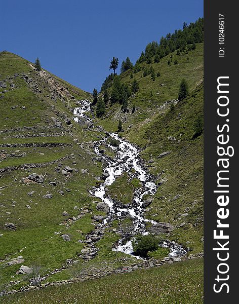 Small fall in the Alps, Italy