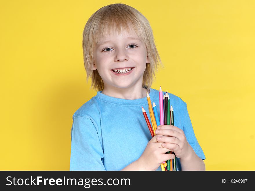 The Small Schoolboy With Pencils