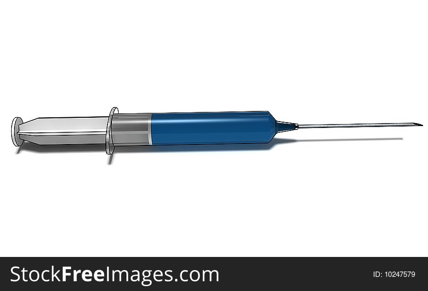 Filled syringe on white background - isolated 3d illustration