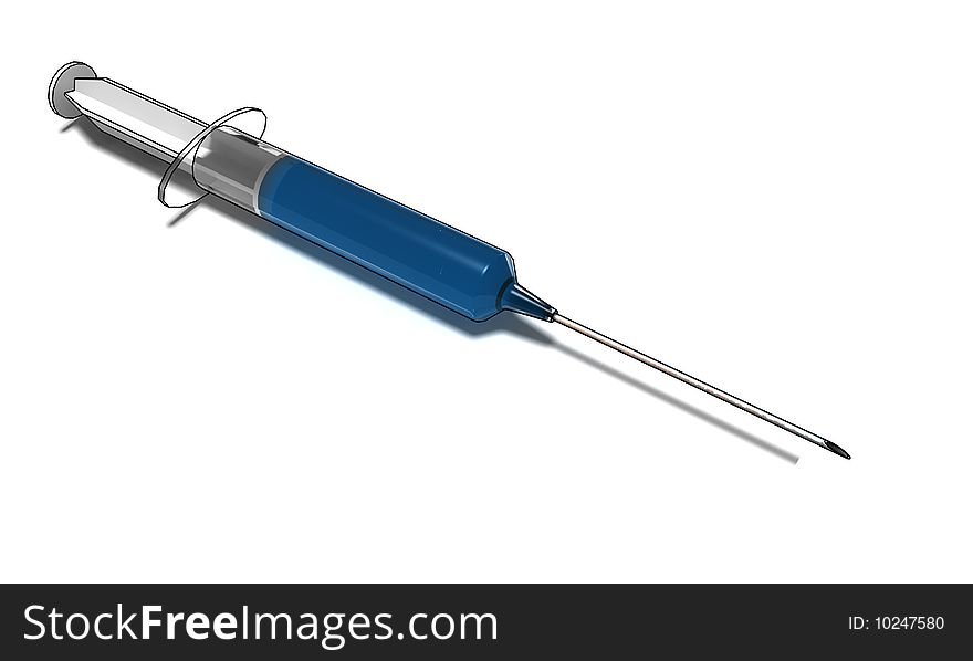 Filled syringe on white background - isolated 3d illustration