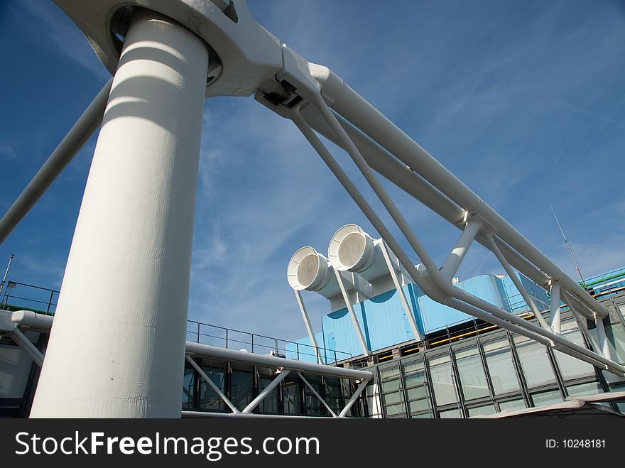 Industrial building exterior with plastic and metal pipes. Industrial building exterior with plastic and metal pipes