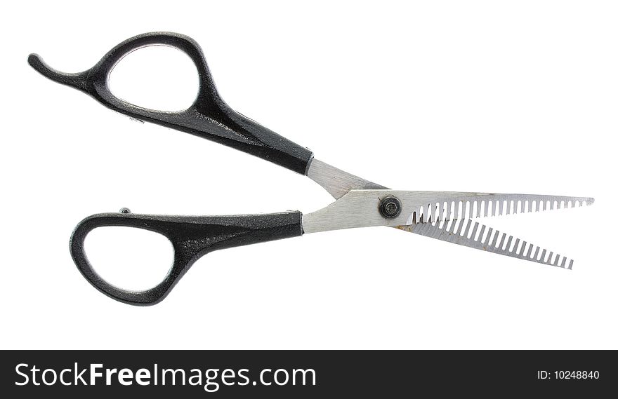 Scissors hairdressing salons on a white background, it is isolated.