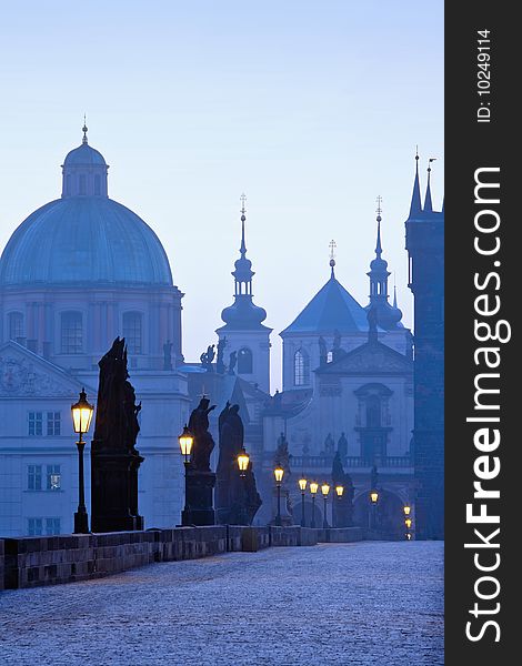 View of spires of the old town from charles bridge. View of spires of the old town from charles bridge