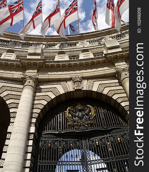 Flags over the Admiralty Arch, The Mall England.