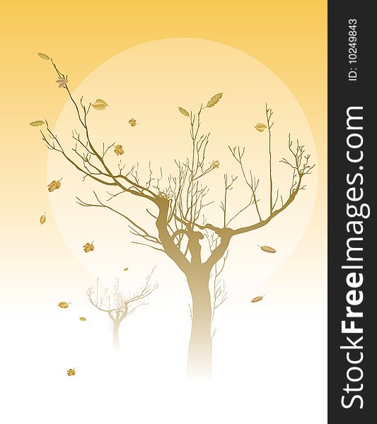 The naked tree in autumn, created by adobe illustrator CS