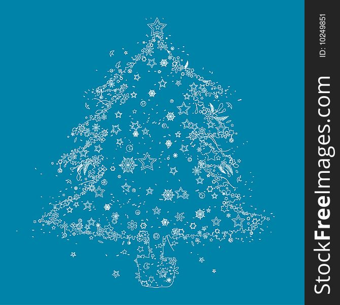 The christmas tree pattern with snowflakes, created by adobe illustrator CS. The christmas tree pattern with snowflakes, created by adobe illustrator CS