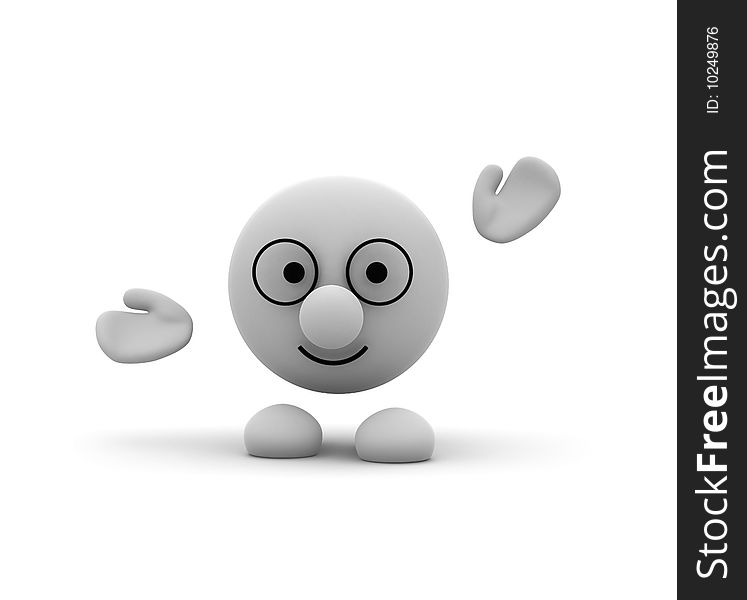 3D character on the white background welcome you