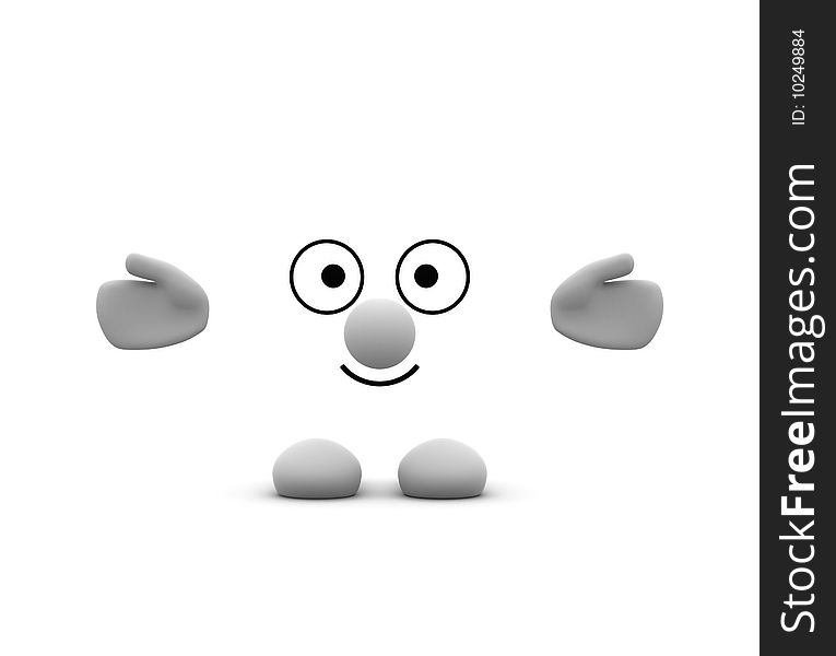 3D character on the white backgound welcome you