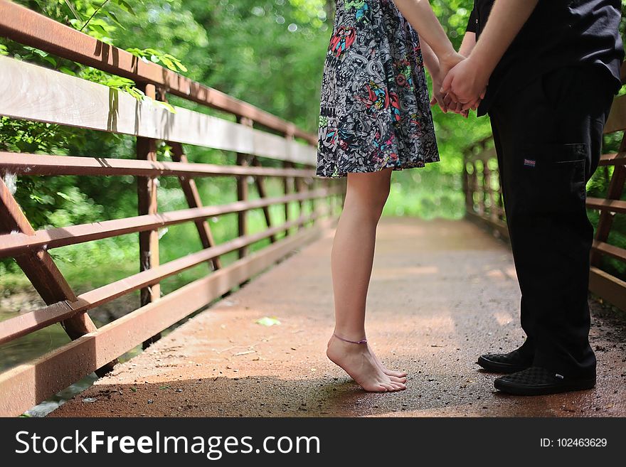 Adult, Barefoot, Blur, Bridge