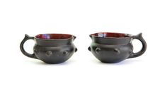 Two Black Decorative Ceramic Pots Isolated Royalty Free Stock Image