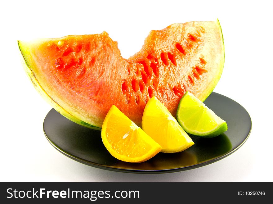 Watermelon with Wedge of Lemon, Lime and Orange