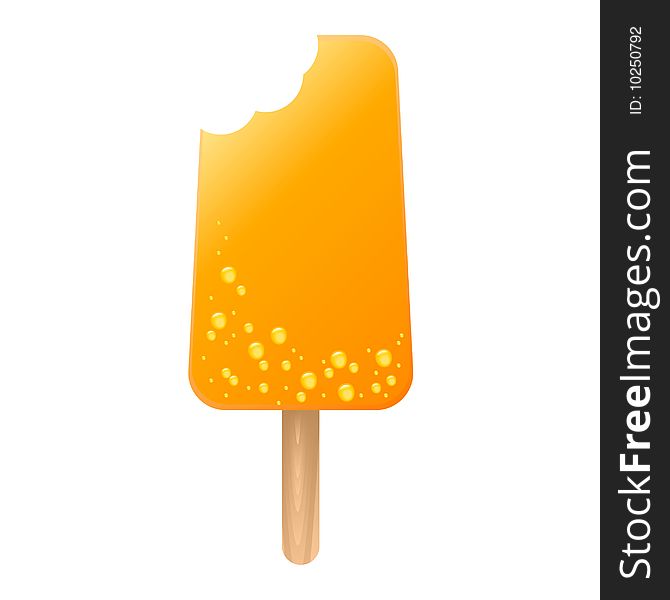 Illusration of an orange ice lolly with a bite taken out. Available in jpeg and eps8 format.