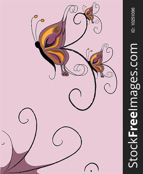 Vector illustration of  funky retro butterflies  abstract pattern. Vector illustration of  funky retro butterflies  abstract pattern