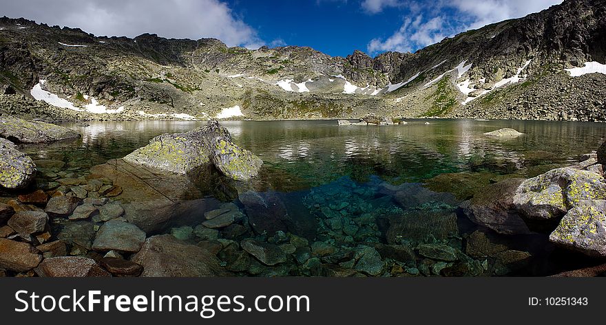 Mountain lake with pure water, view under surface. Mountain lake with pure water, view under surface