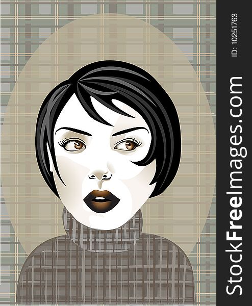 Vector illustration of funky cool young woman.