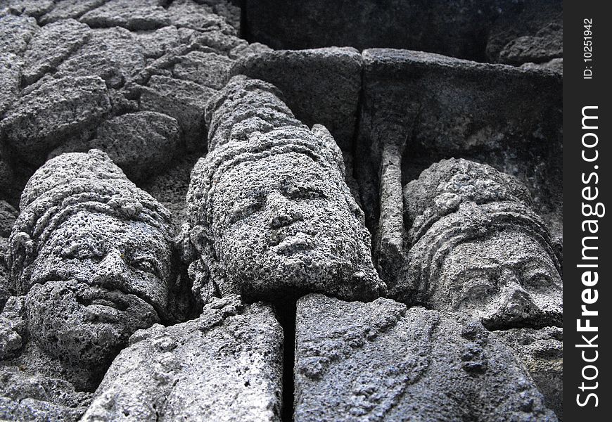 Image of some faces in the ancient city of borobudur. Image of some faces in the ancient city of borobudur