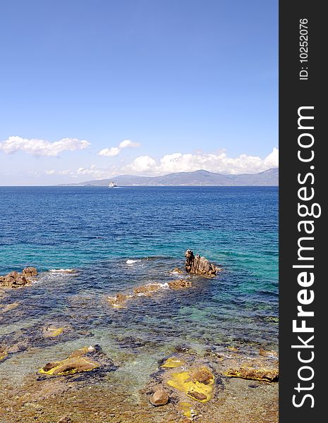 Blue seascape of mediterranean sea