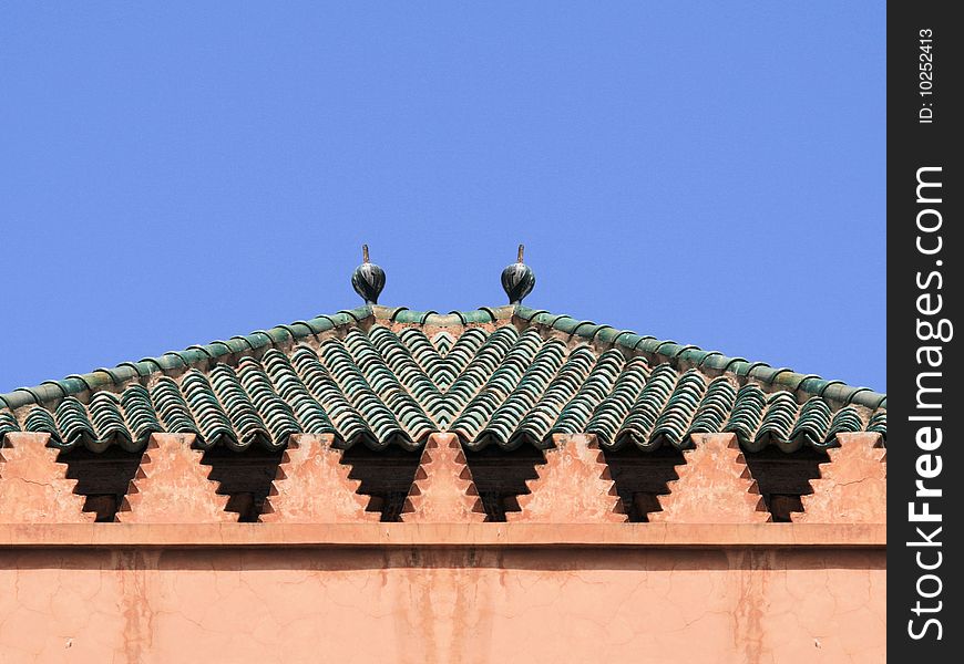 Roof of mosque in Marrakech. Roof of mosque in Marrakech
