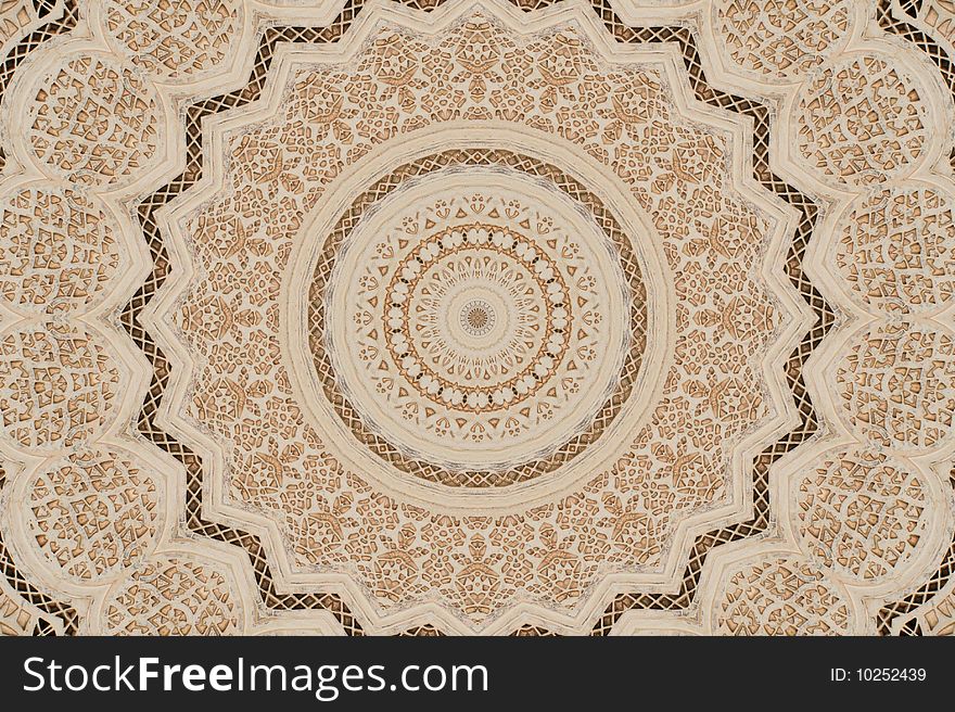 Pattern of stone fretwork in Moroccan building. Pattern of stone fretwork in Moroccan building