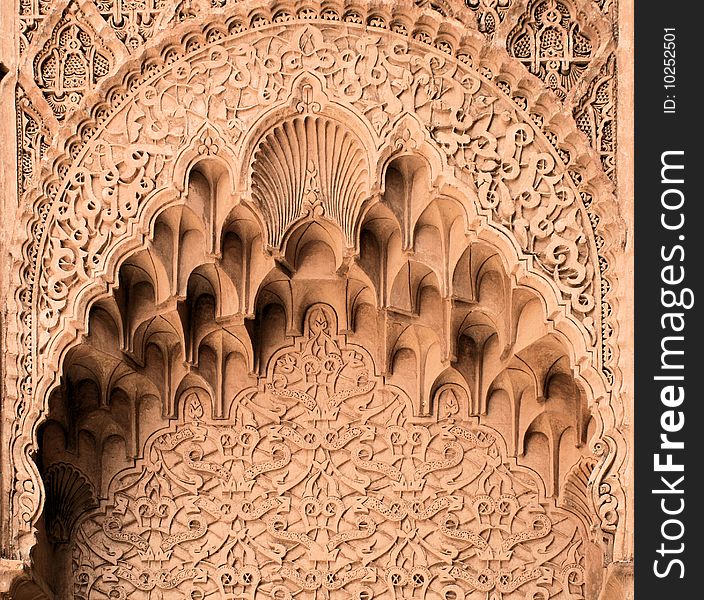 Stone carved arch in Morocco