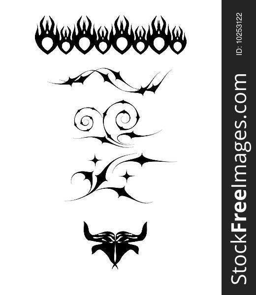 Tattoo print from five fire elements and stars