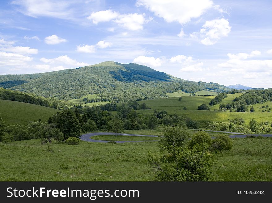 Top of Bieszczady Mountains National Park in Poland