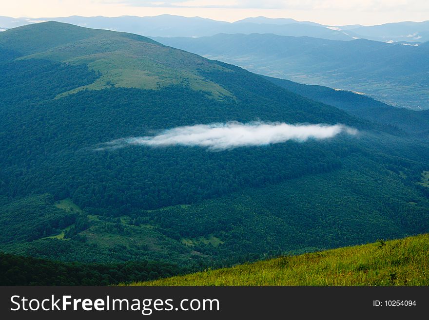Lonely cloud in the Carpathian Mountains