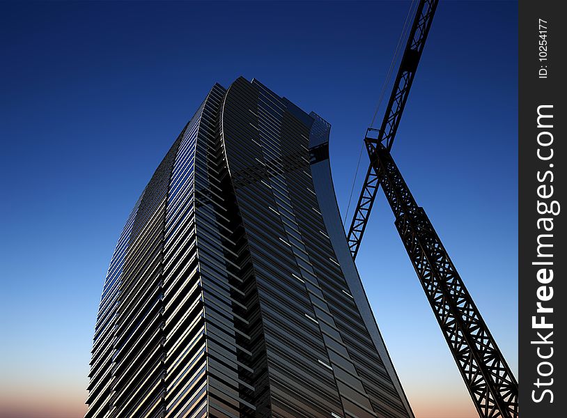 Modern building on a background sky