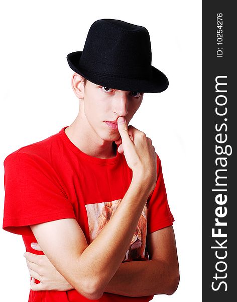Young Model With Hat On Head