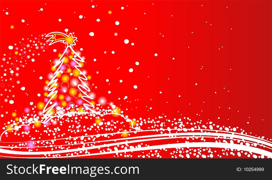 Christmas tree on a red background