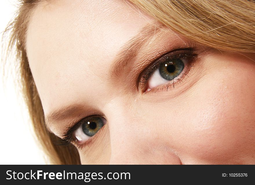 Female eye with golden-brown cosmetic make-up. Female eye with golden-brown cosmetic make-up