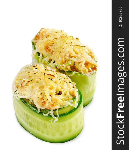 Japanese Cuisine - Salmon Sushi Cucumber Wrapp with Cheese