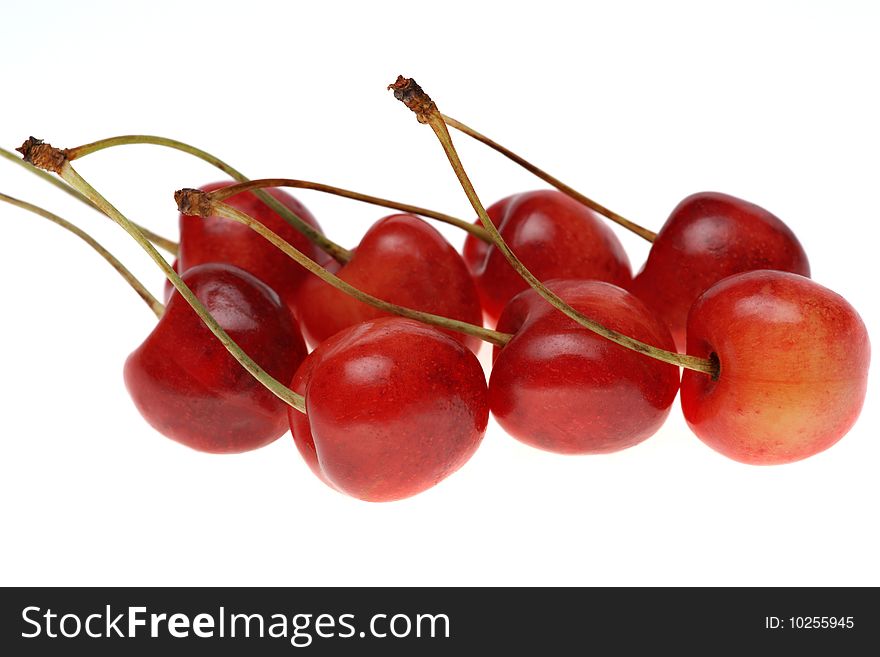 Red sweet cherry on a white background