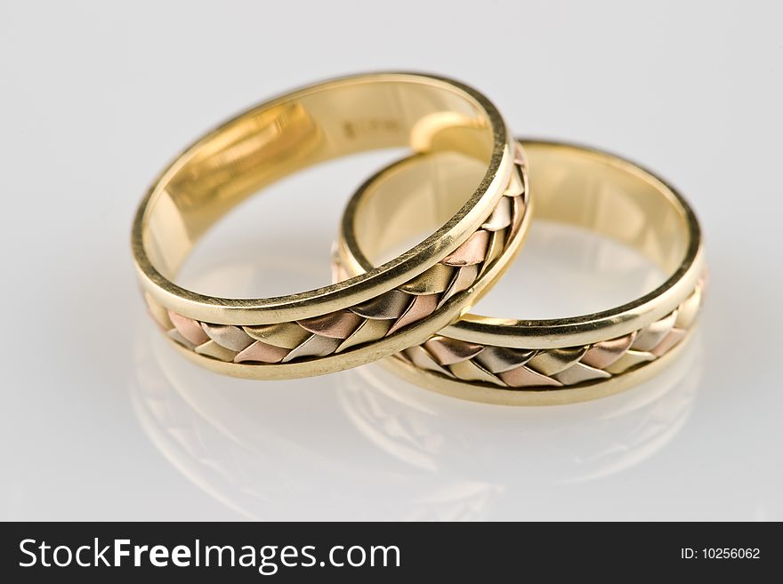 Gold wedding rings, close up