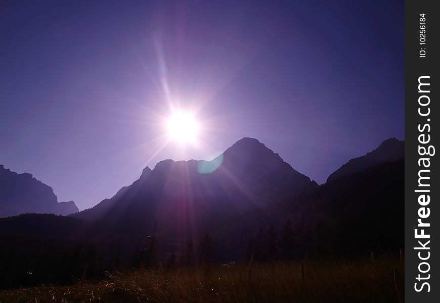 Early morning in the alpine mountains. Early morning in the alpine mountains