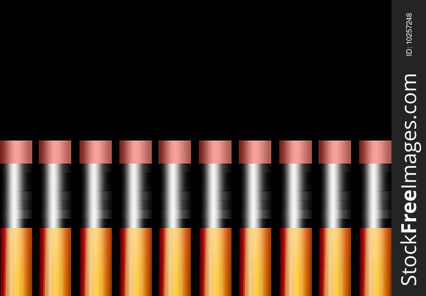 Group of pencils over black background. Illustration