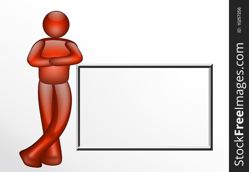 Man illustration with blank board to insert your text or design