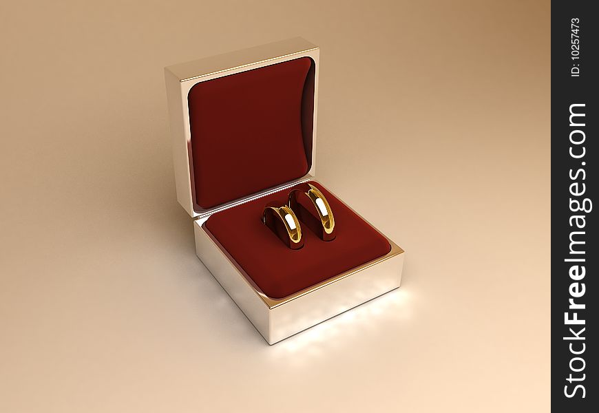 Wedding gold rings in a box. Wedding gold rings in a box