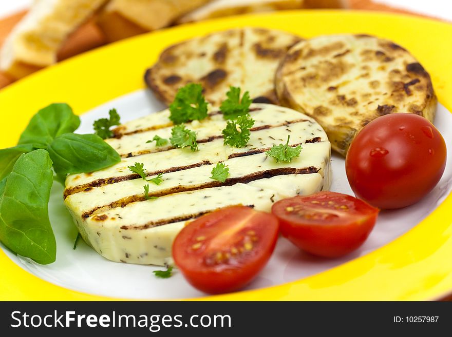 baked cheese with boiled potato.