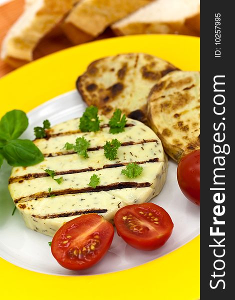 Baked Cheese With Boiled Eggplant